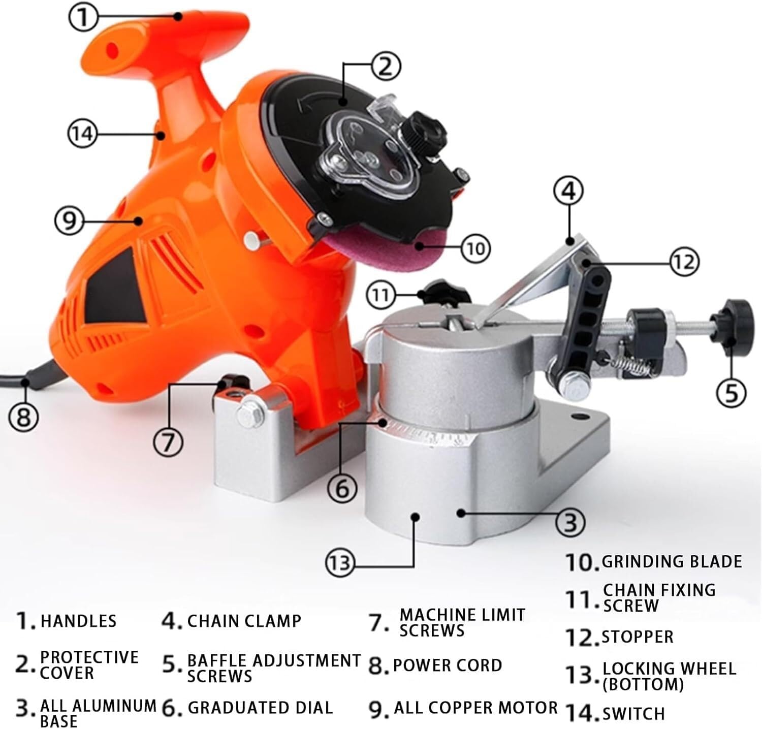 Affilatrice for motosega elettrica, smerigliatrice a catena da 8400 giri/min con 5 mole, compatibilità universale for tutti i tipi di motoseghe