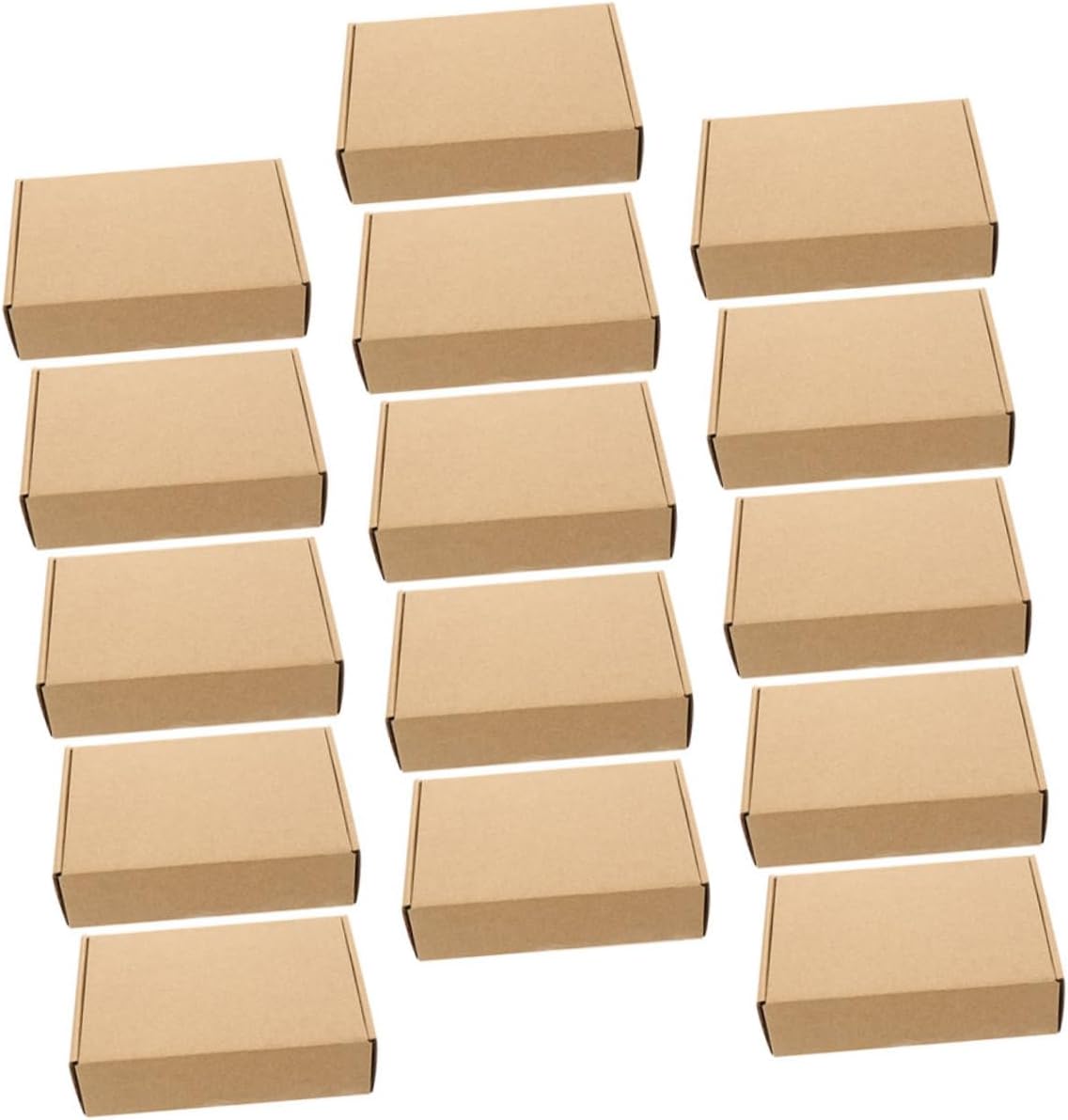 KOMBIUDA 15pcs Kraft Paper Storage Boxes with Lids, Rectangle Small Folding Kraft Treat Boxes for Valentine’s Day Flower Arrangement, Party Favor, and Packaging