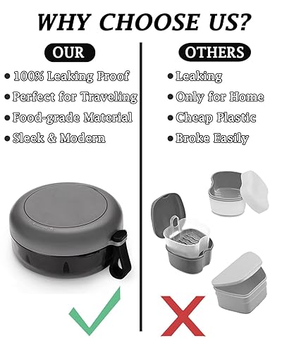 Miniatura 33 de Estuche de dentadura postiza, definitivamente sin fugas, caja de baño para dentaduras postizas para viajar perfectamente, taza de dentadura