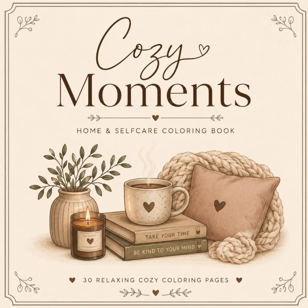 Cosy Moments: Cozy Home & Self-Care Coloring Book