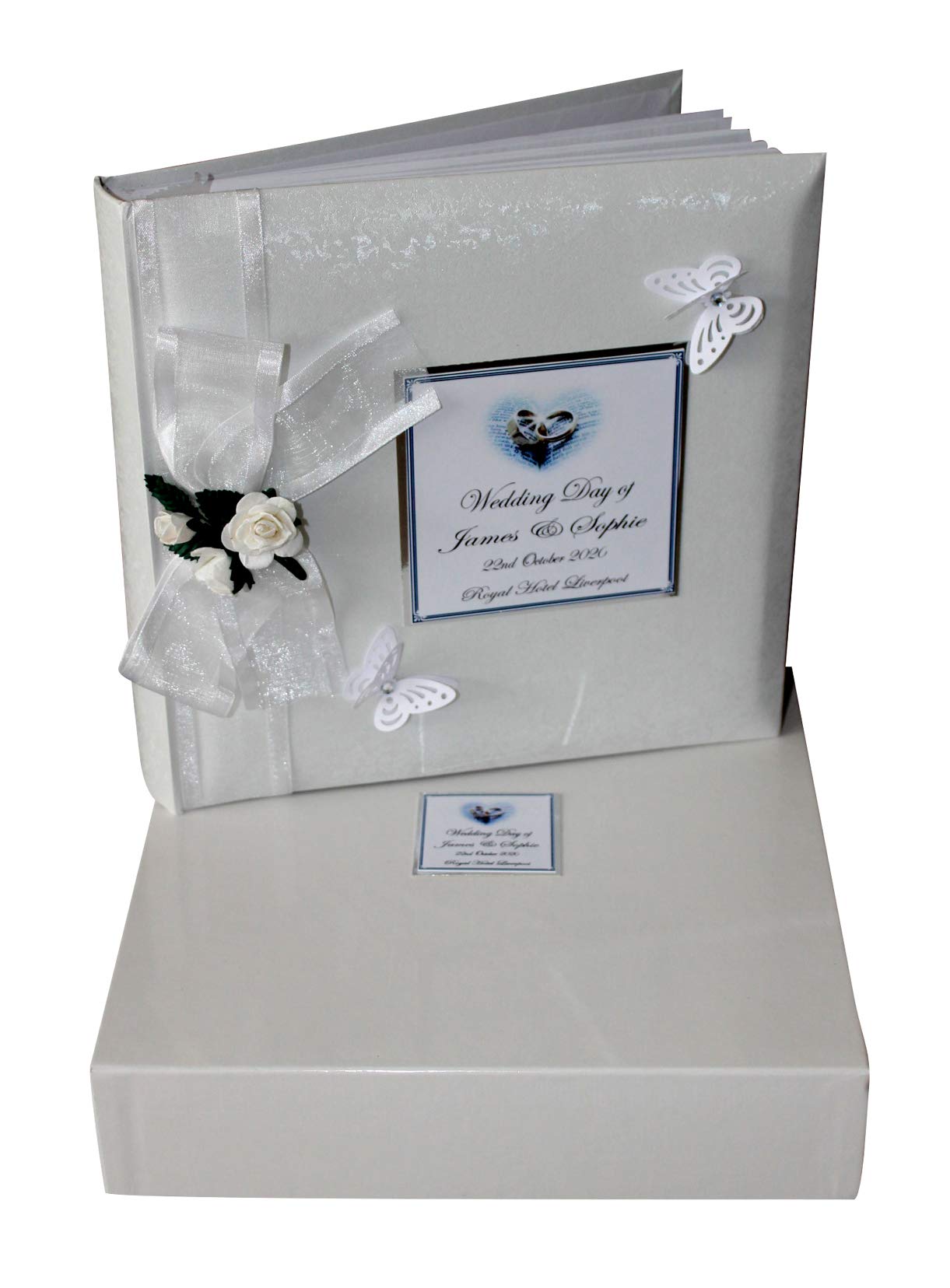 Cellini Albums White Traditional Wedding Photo Album Boxed & Personalised On Cover
