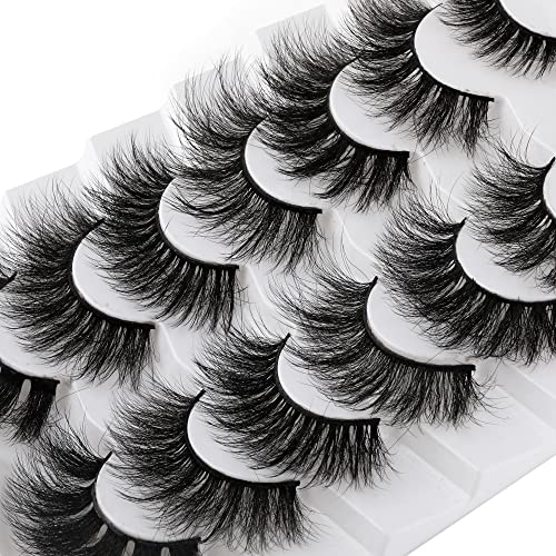 Newcally Eyelashes Fluffy 6D Dramatic Mink Lashes Faux 7 Styles Mixed Long Volume Fake Eyelashes Natural Wispy Strip Soft False Lashes Multipack 7 Pairs