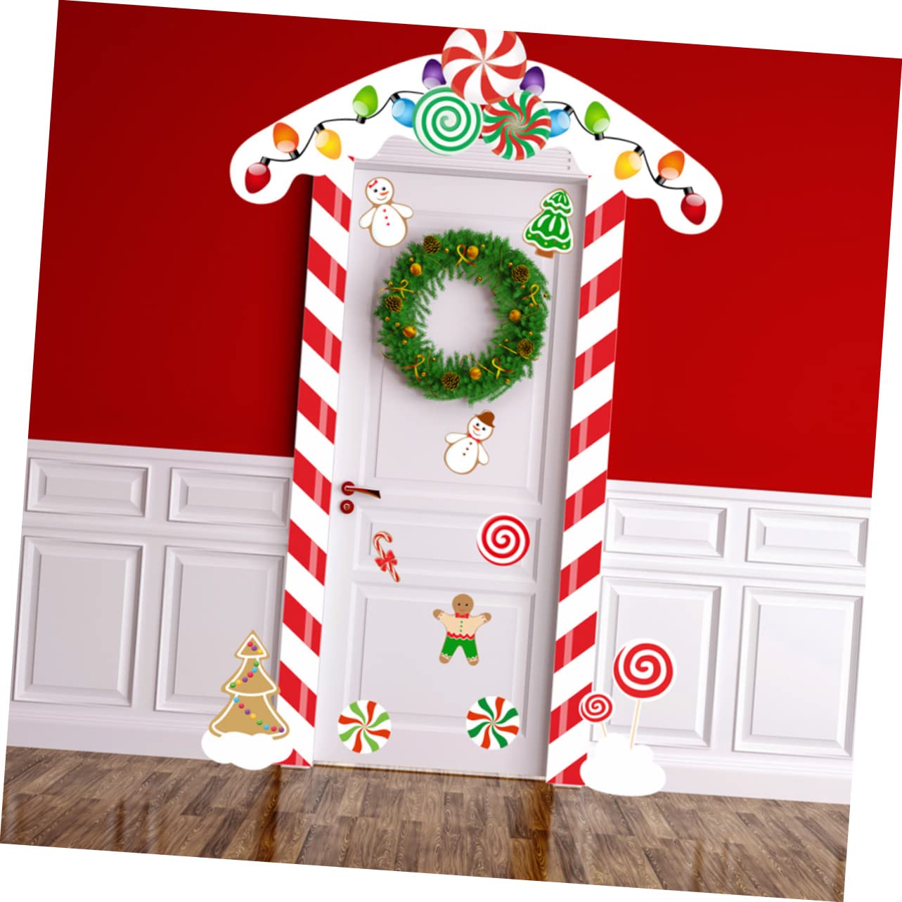 HOMSFOU 5sets Adesivi Natalizi Per Porta Decorazioni Festive Per Interni Ed Esterni Facile Applicazione e Adatto Tutti Tipi Di Porte Crea Un Atmosfera Magica Per Feste Di Natale