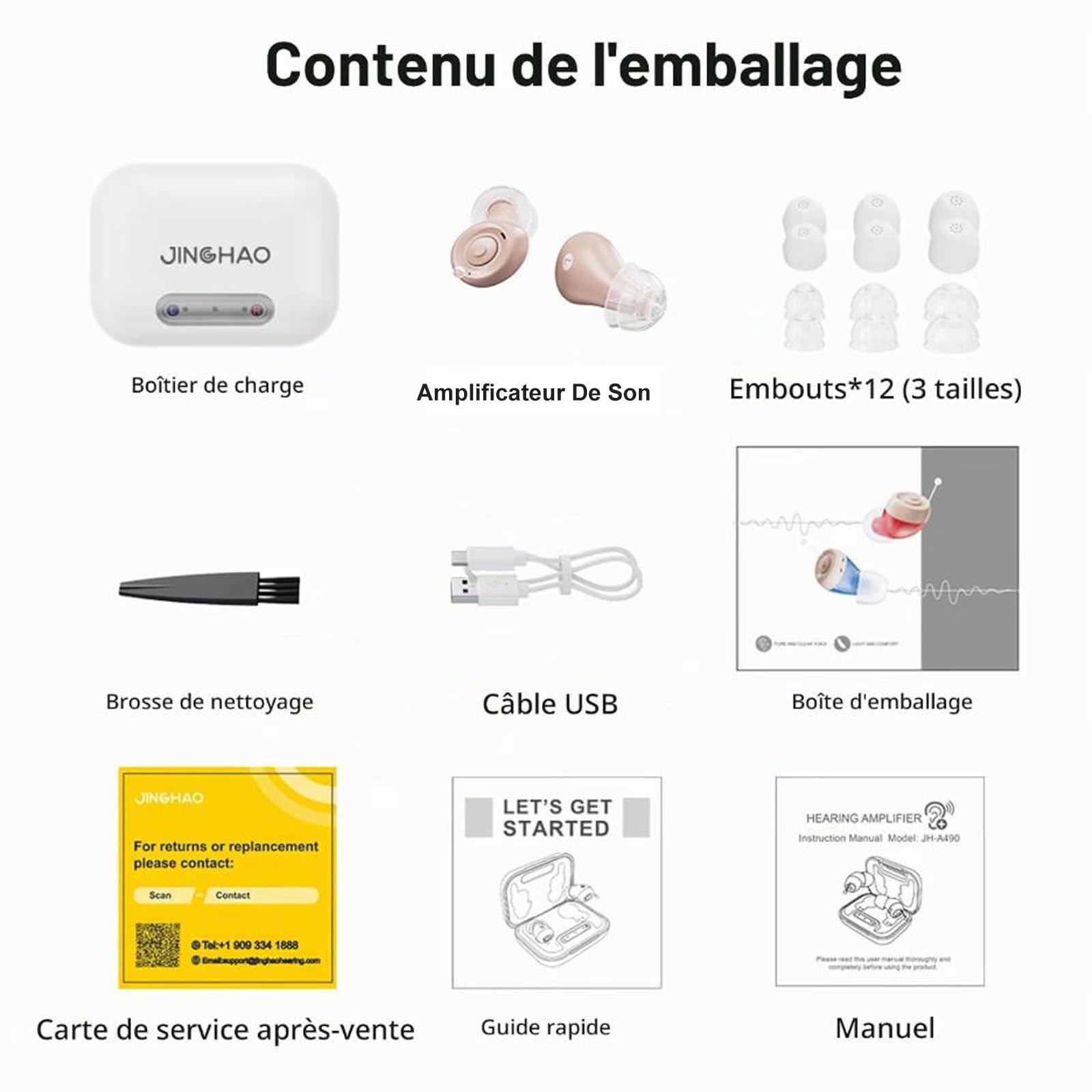 JINGHAO Amplificateurs Auditifs Rechargeable