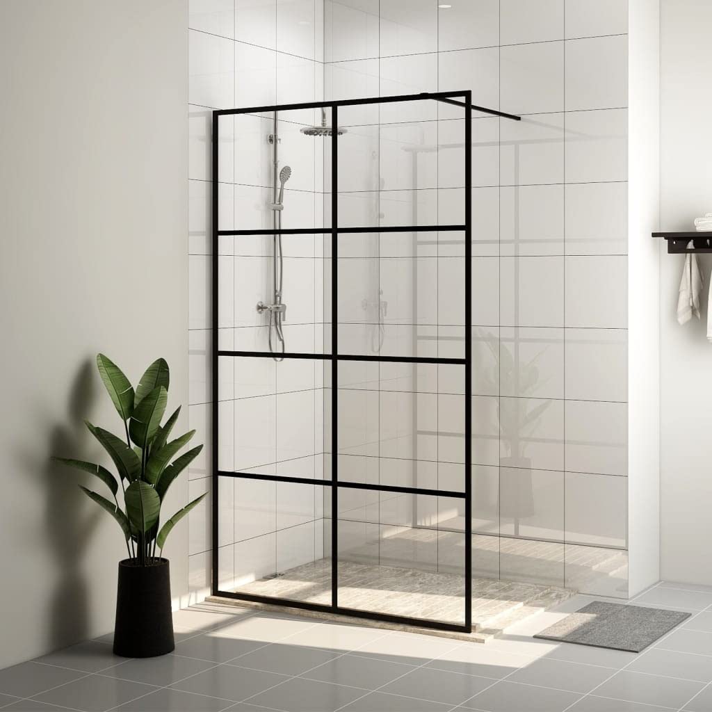 ShGaxin Dostępna przegroda prysznicowa ESG przezroczysta czarna 140x195 cm, przegroda do wanny, parawan prysznicowy, kabina prysznicowa, parawan łazienkowy 151037