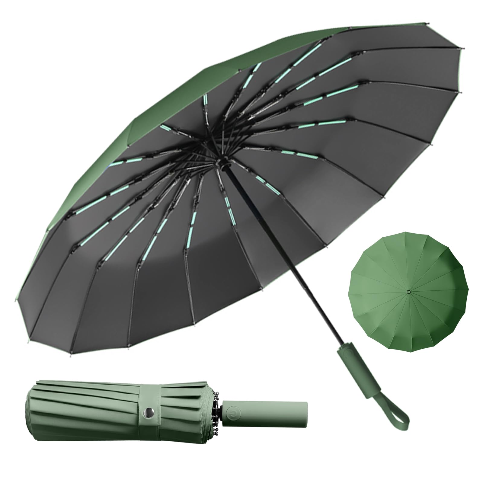 LENDOO Strongest Windproof Travel Umbrella (Compact, Superior), Small Strong but Light Portable and Automatic Folding Rain Umbrella, Durable Premium Grip, Fits Car and Backpack
