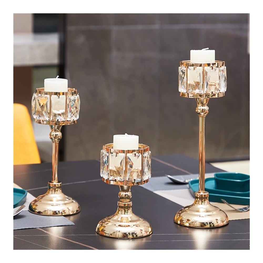 Kerzenhalter 3-teiliges Set Schlichter Kerzenständer aus Eisen und Glas, Moderne Tischdekoration, Kerzenhalter(Silver)