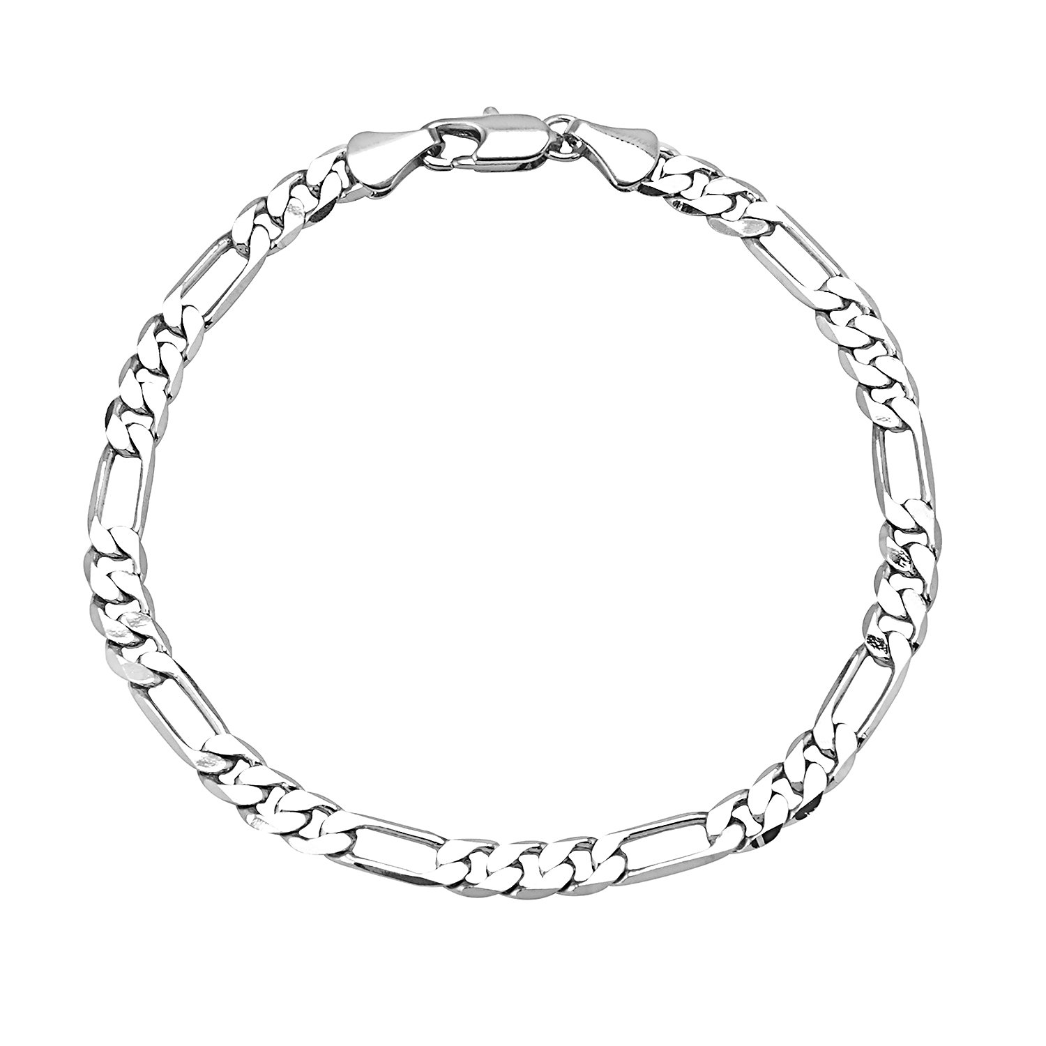 Bodha Shining Jewel 925 8 inches Silver Plated Figaro Bracelet for Men & Women (SJ_3021)