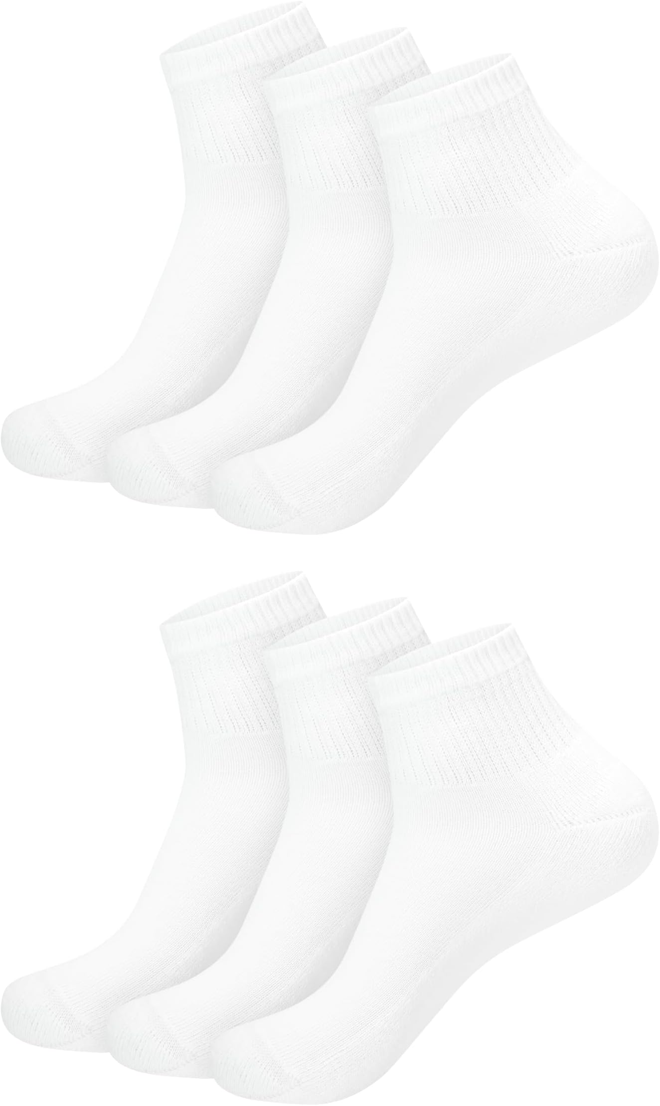 Ultimate womens 6-pack Ankle athletic socks, White, Shoe Size 5-9 US
