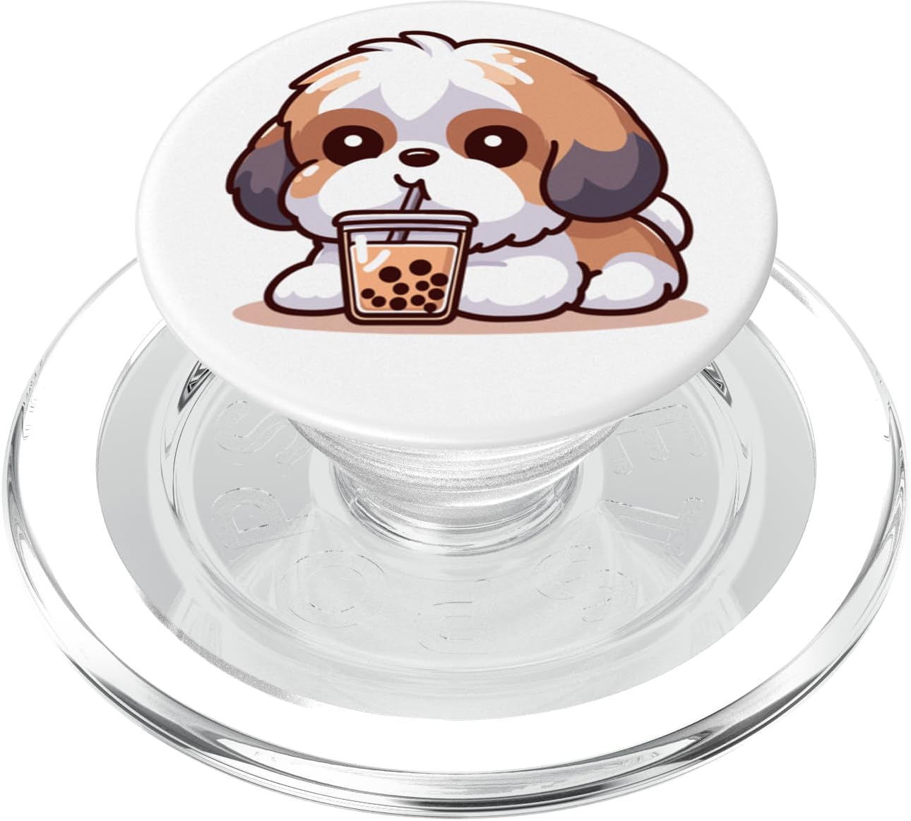 Cute Japanese Kawaii Chibi Shih Tzu Drinking Boba Tea PopSockets MagSafe PopGrip for iPhone