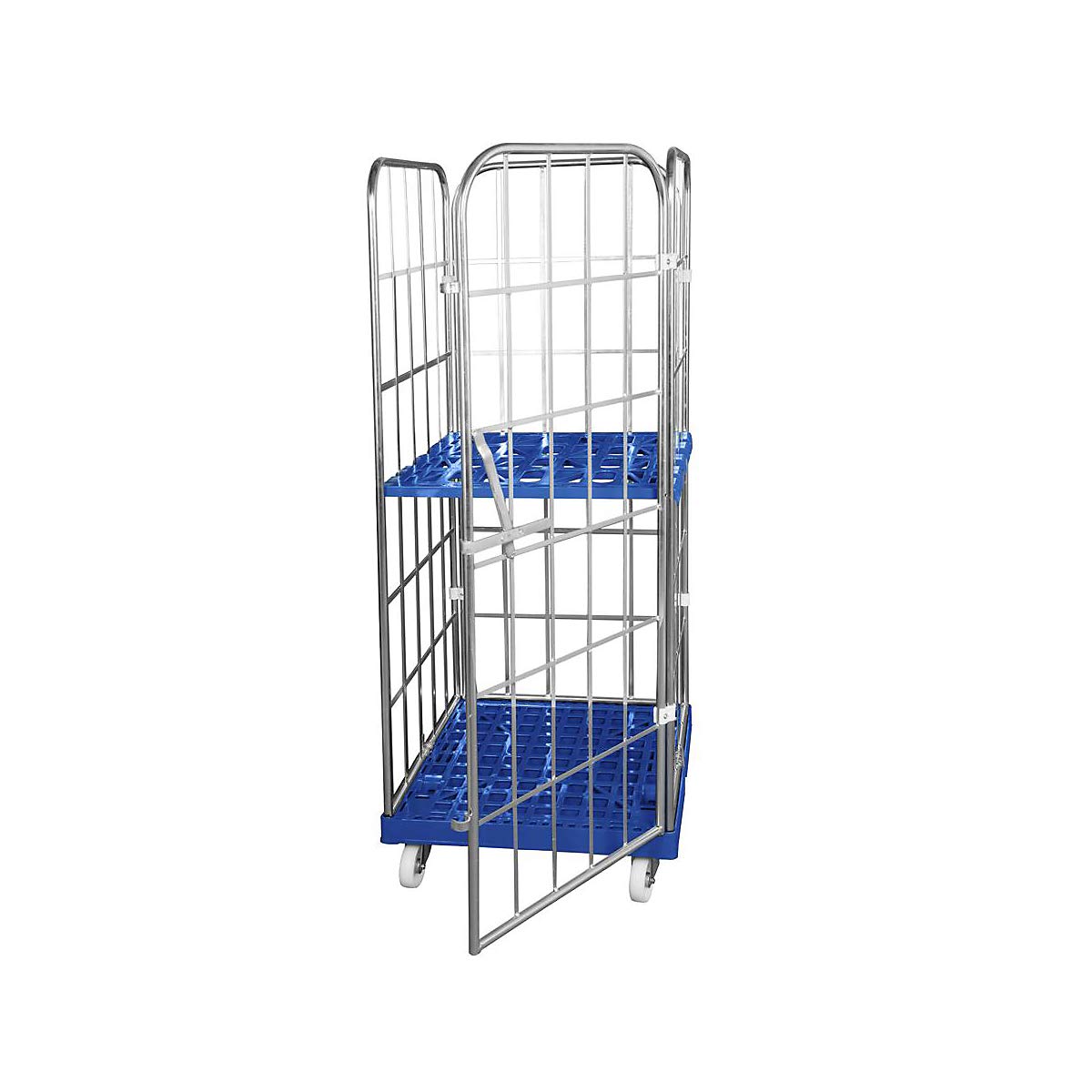 Roll-conteneur avec socle roulant en plastique, 4 côtés, galvanisé