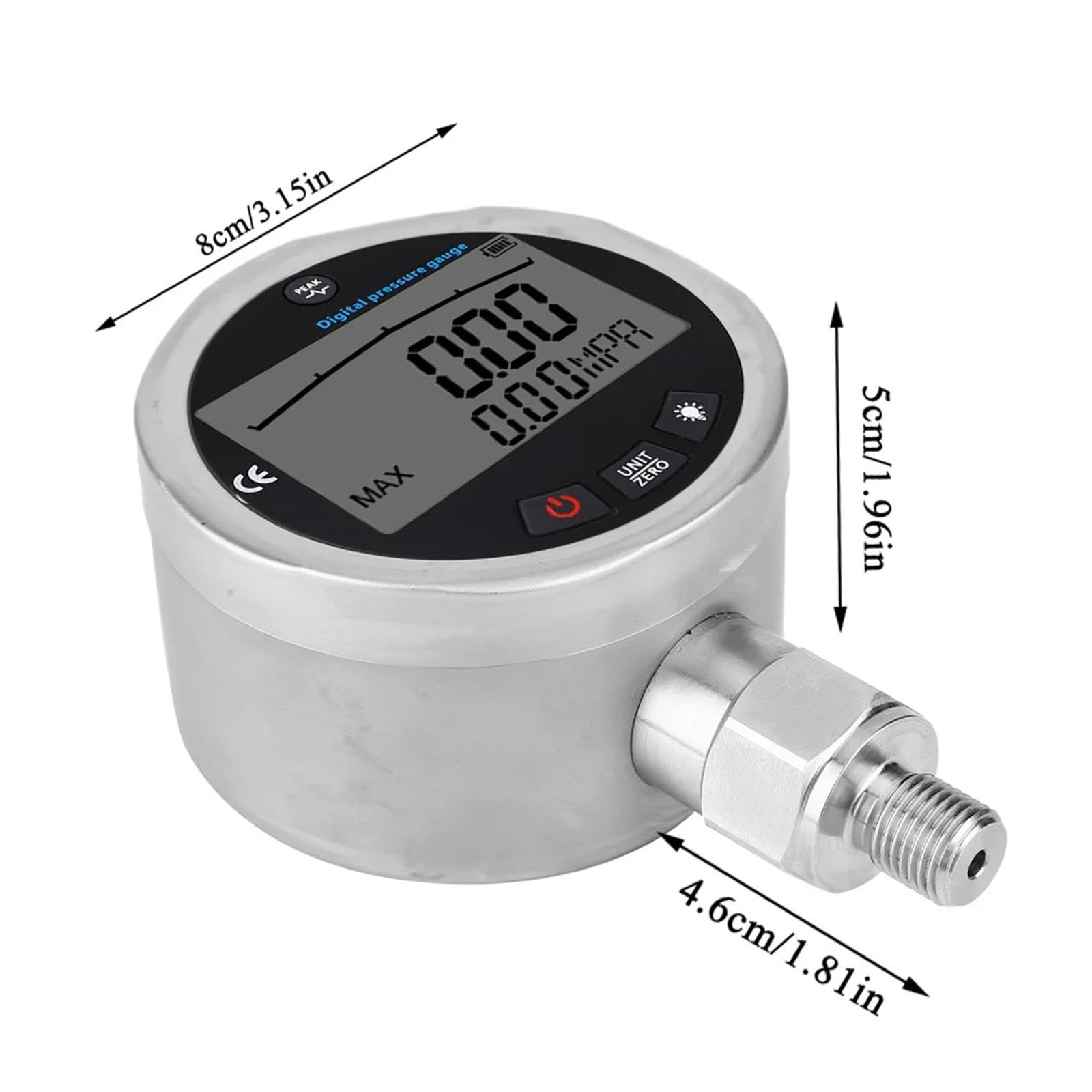 0-40Mpa 5800PSI Digital Hydraulic Pressure Gauge 400BAR Measuring Instrument Tester Meter with G1/4 Connector Digital manometer