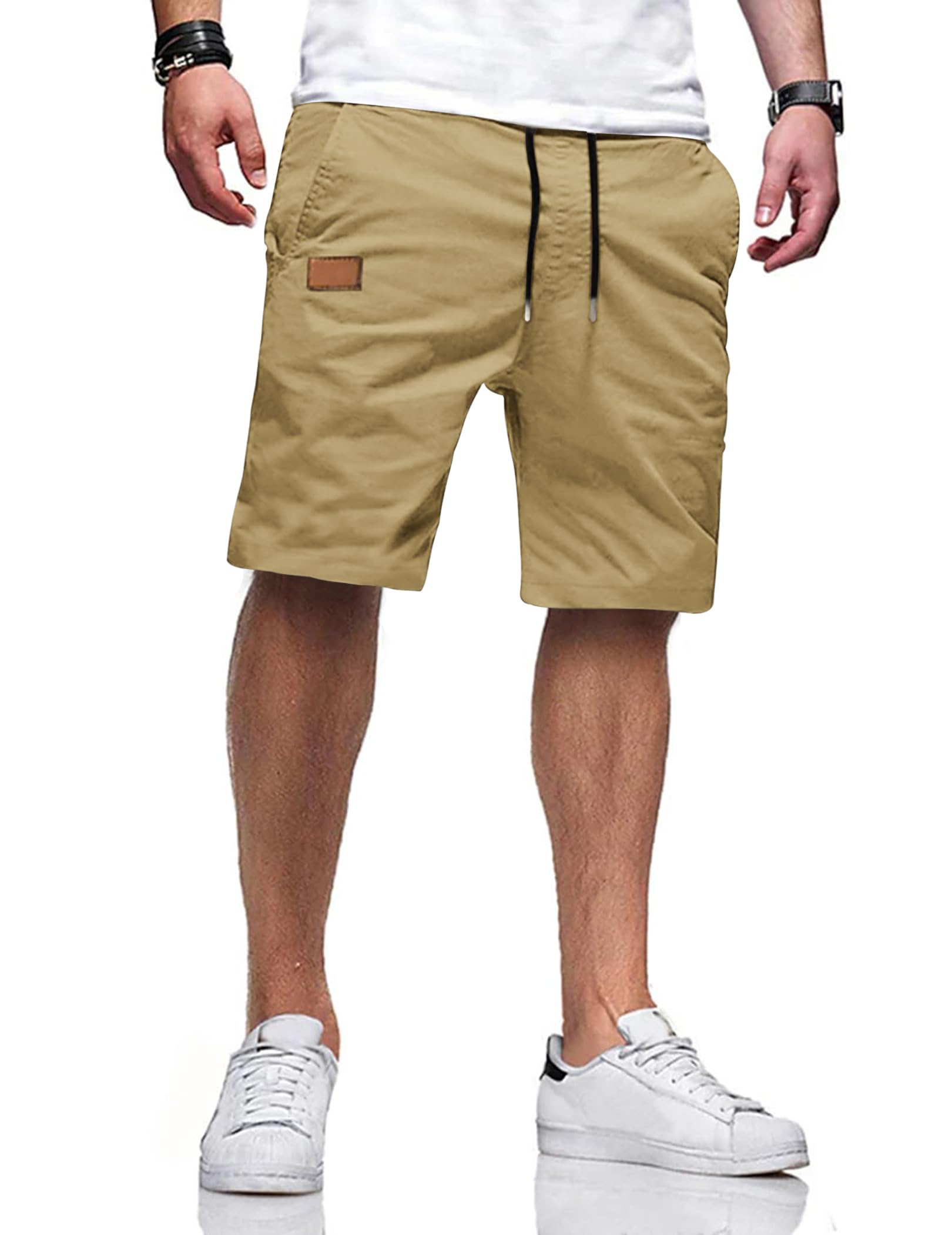 TARAINYA Kurze Hosen Herren Baumwolle Casual Shorts Herren Tunnelzug Elastische Sommer Chino mit Taschen