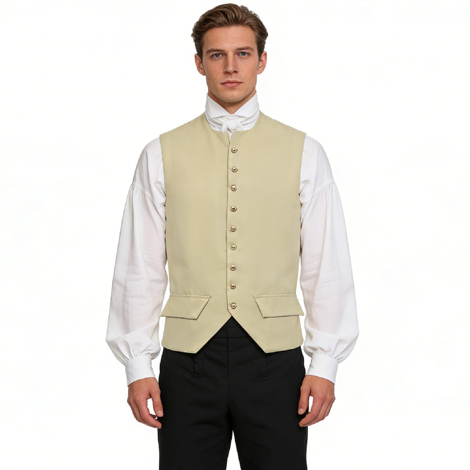 Blessume Men's Beige Vintage Colonial Vest