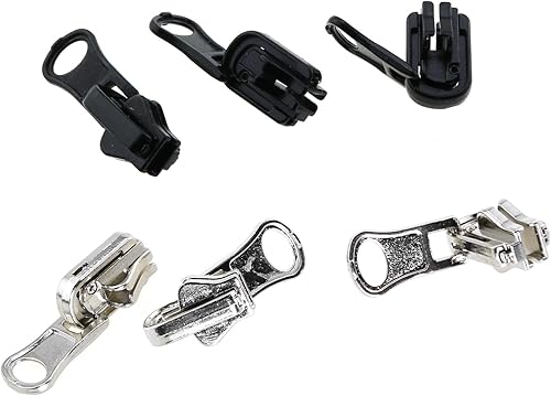 Miniatura 4 de MEETOOT 12 deslizadores de guía de resina con cremallera, tamaño 5 con cerradura, 6 piezas negras y 6 unidades plateadas, adecuados para bolsos,