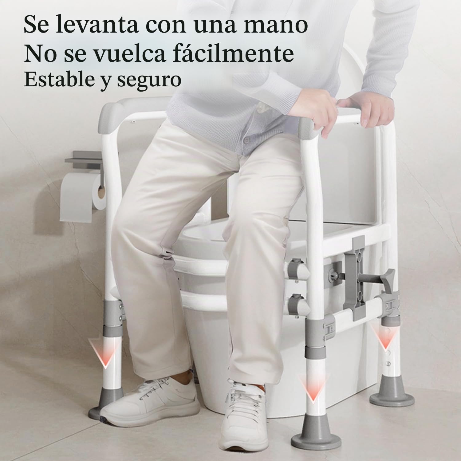 Apoyabrazos Wc Estructura De Apoyo Para Personas Mayores,Asidero Inodoro,Alzador Wc Adulto,Dispositivo De Asistencia Para Ir Al Baño,Altura Ajustable,Apto Para La Mayoría De Baños,Carga 150 Kg