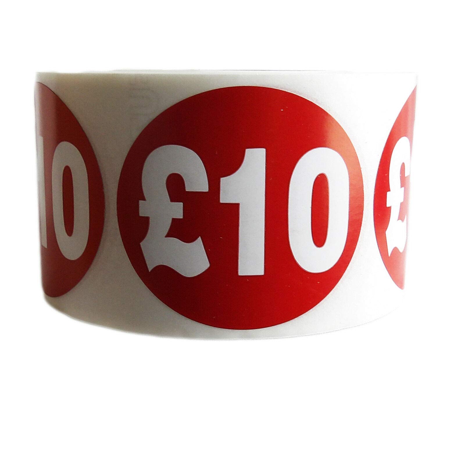 500x RED Sign £10 SELF Adhesive Stickers Sticky Labels Swing Labels for Retail Price Display