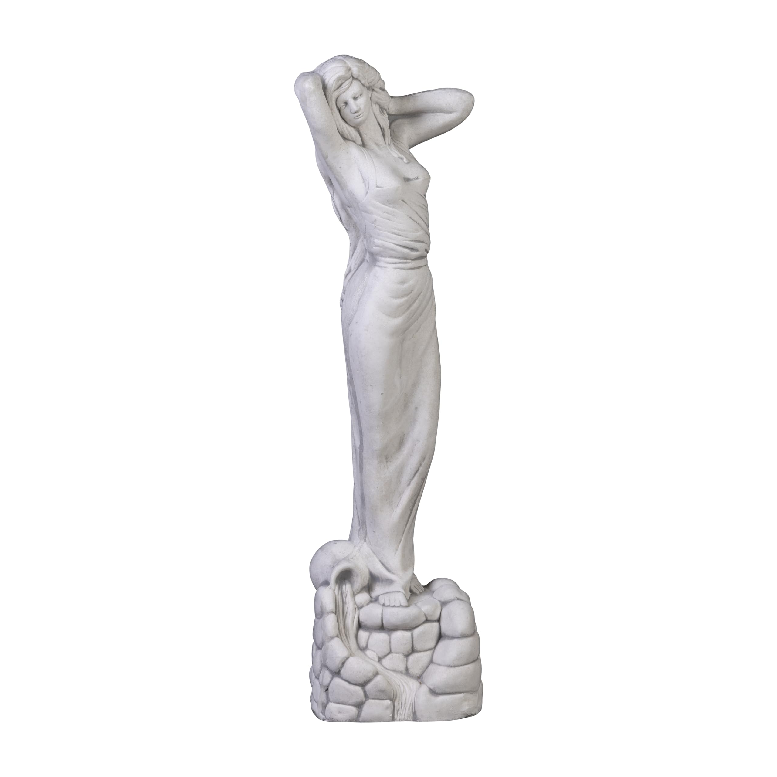 Gartendekoparadies.de White,Grey Statue Venus On Water Feature, Stone Figure, H. 72 Cm, 15 Kg, Gray, Frost-Proof Made Of Cast Stone For Outdoor Use