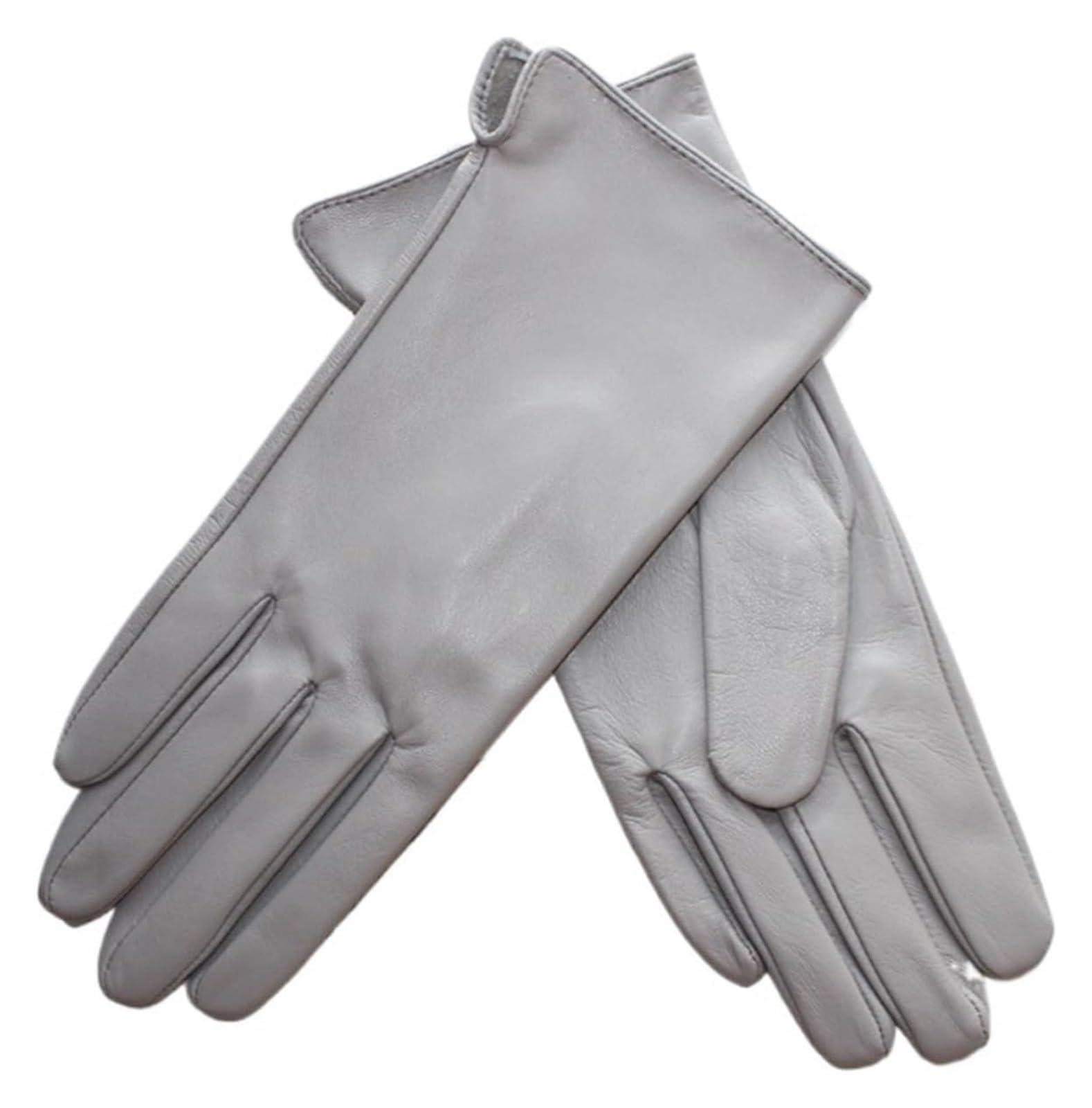 MEMEM Leather gloveLeather Gloves Women's Sheepskin Touch Screen Unlined Thin Fashion All-match Solid Color Riding And Driving Gloves(Grey,L)
