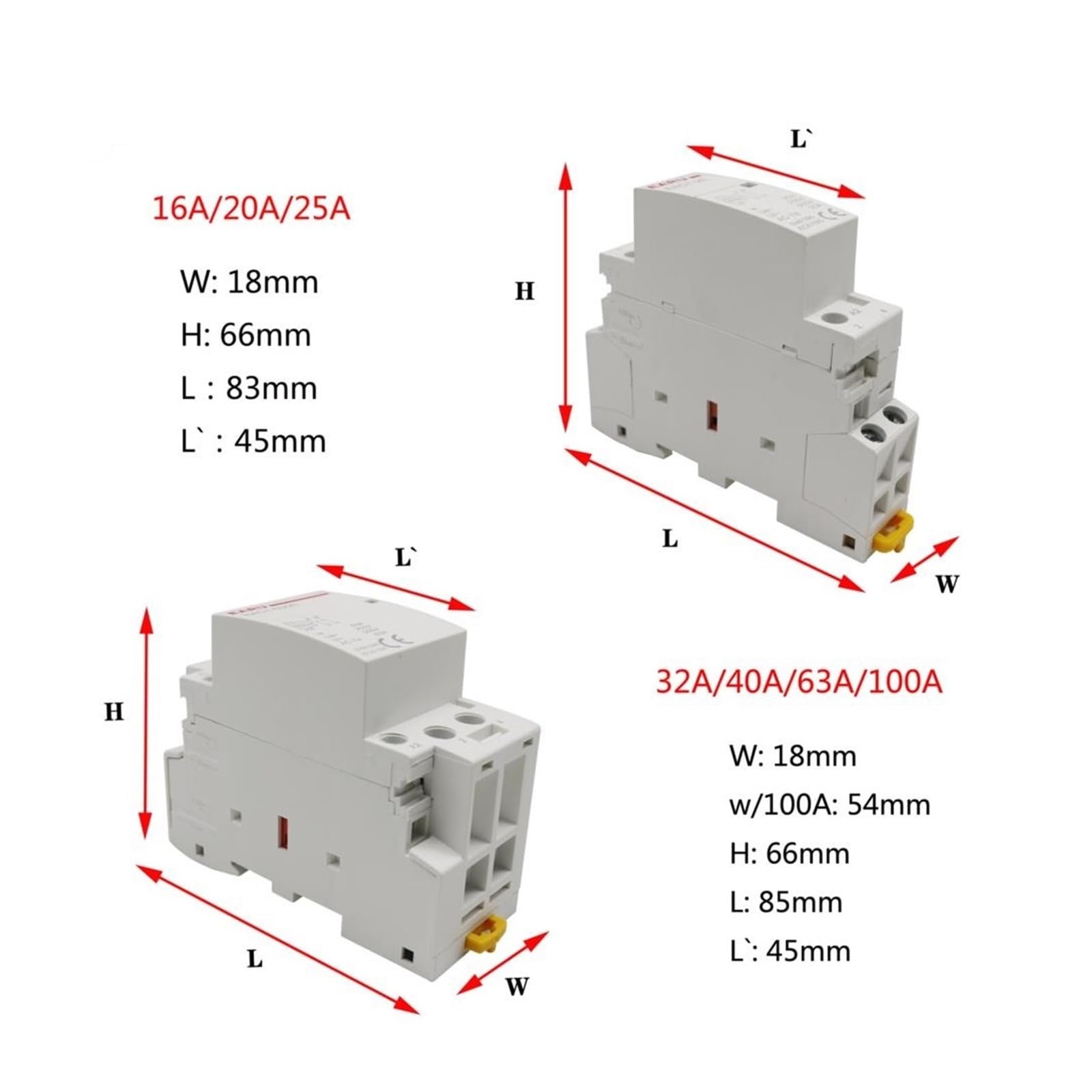 2P/4P 16-100 A AC 220 V DC 12 V/24 V 50/60 Hz Szyna DIN gospodarstwo domowe AC Modułowy stycznik Przełącznik Kontroler (2P-DC 24V, 25A_4NO)