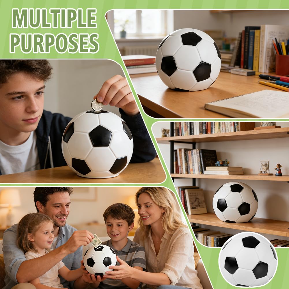 Hucha con Forma de balón de fútbol: un Encantador diseño con temática Deportiva, Personalizable para niños o niñas. Una excelente Idea de Regalo para los cumpleaños de los niños
