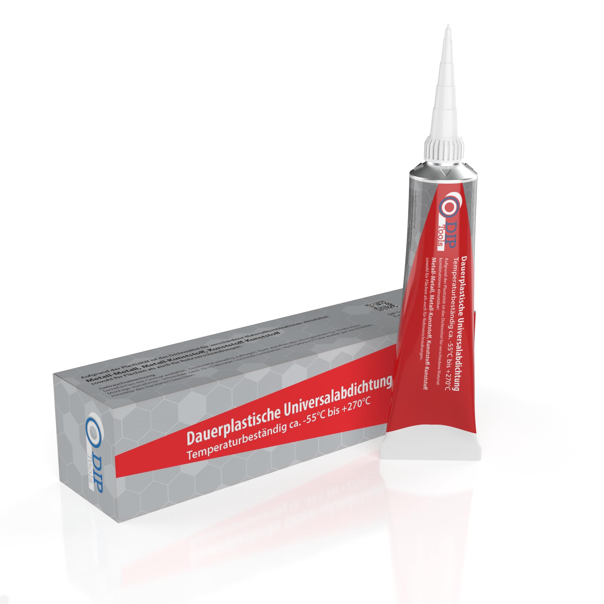 DIP-Tools Universal-Dichtung 85g, Dichtungsmasse dauerplastisch & silikonfrei, hitzebeständig -55°C bis +300°C, Dichtmasse für Metall Kunststoff Plastik Öl Wasser Gas Auto Motoren Industrie