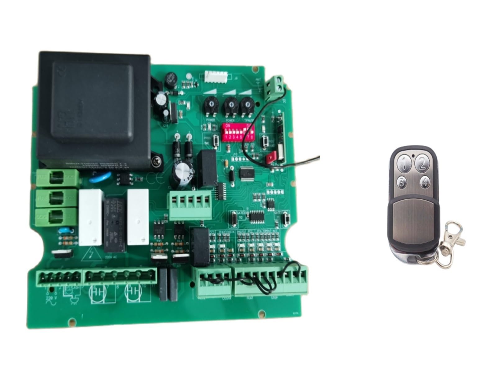 Swing/Sliding Gate PCB 220v AC 433 Mhz NC Model for Double Motor Swing/Sliding Gate Motor Circuit Board(220V Board 2 Remote)