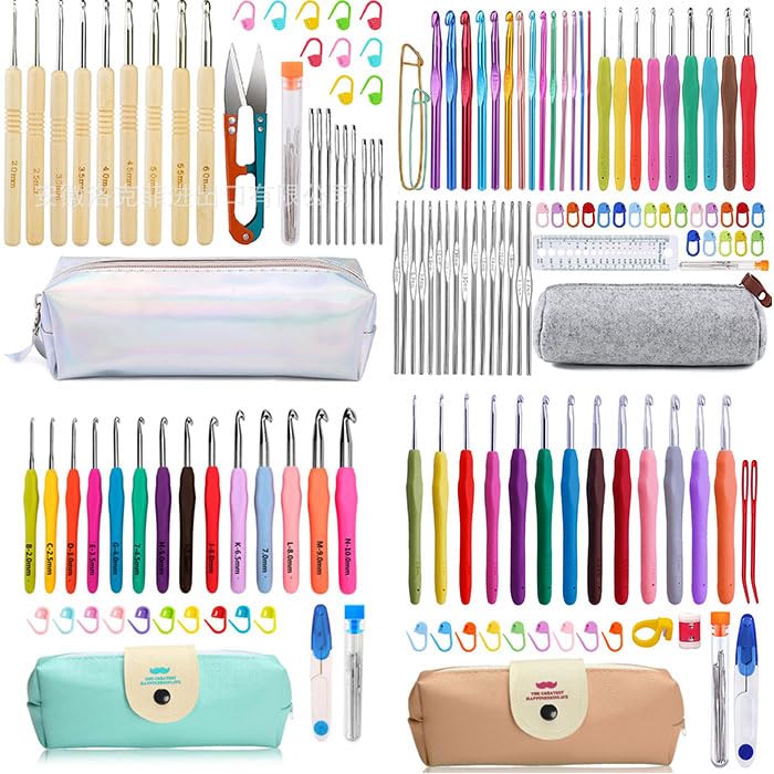 Amazon.co.jp: 編み物 かぎ針セット mmkns110a かぎ針セット ブルー×H