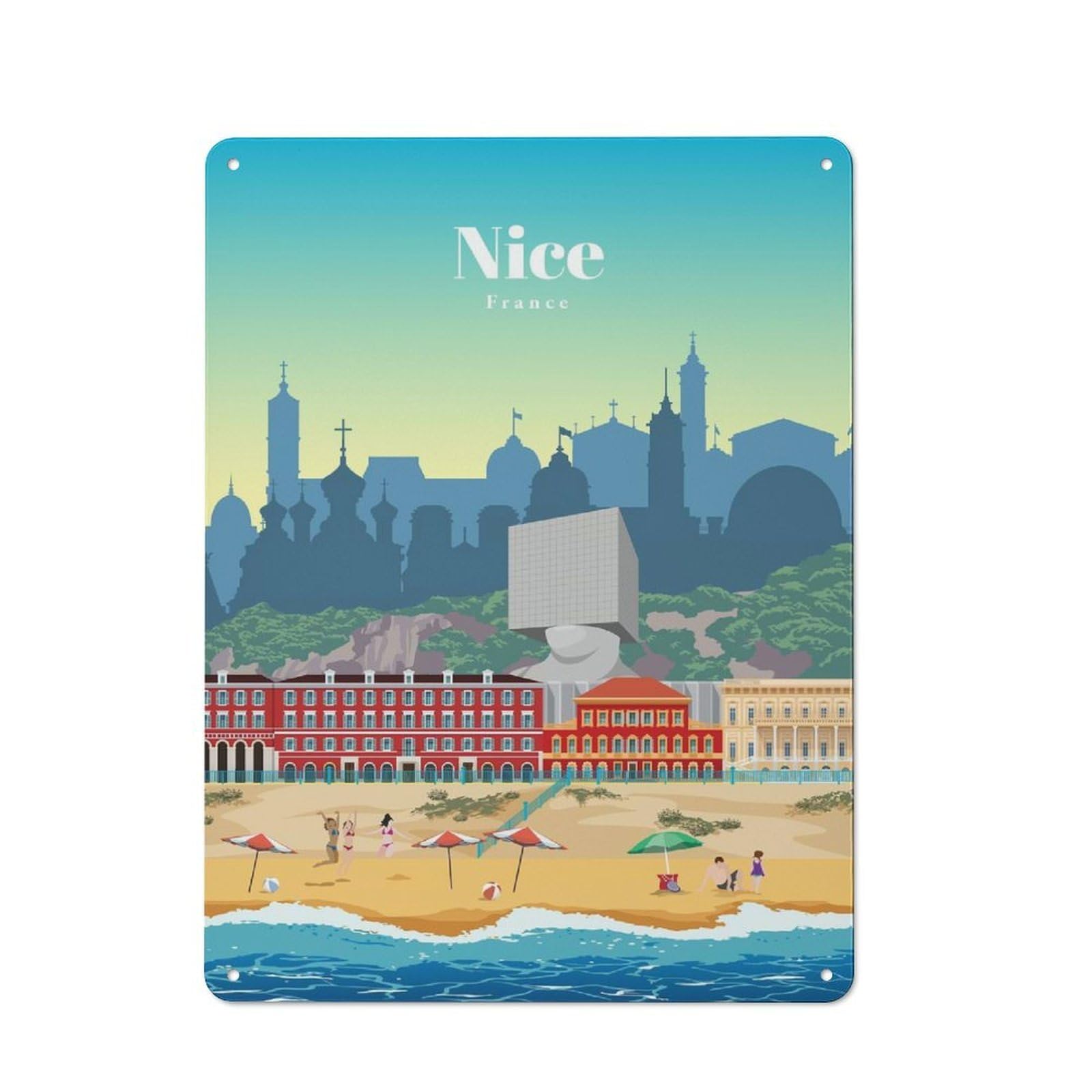Junmoney Travel To Nice Smart Metal Desk Wall Sign 40X30cm, Creative Space Decor For Workspace, Cafe, Shop Or Desk Area