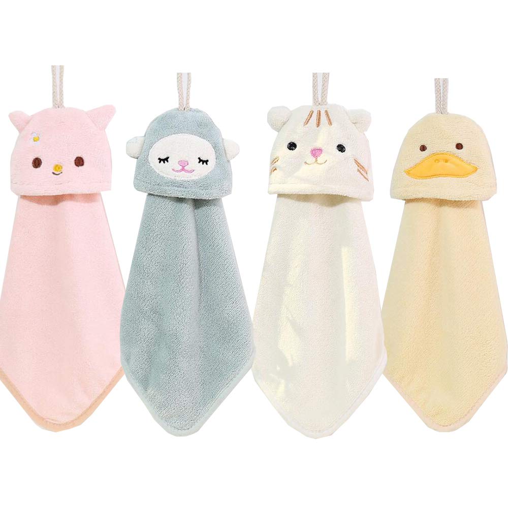 6 Asciugamani Quadrati Per Bambini 25x25cm Con Passante: Morbidi E Colorati Per Bagno E Cucina