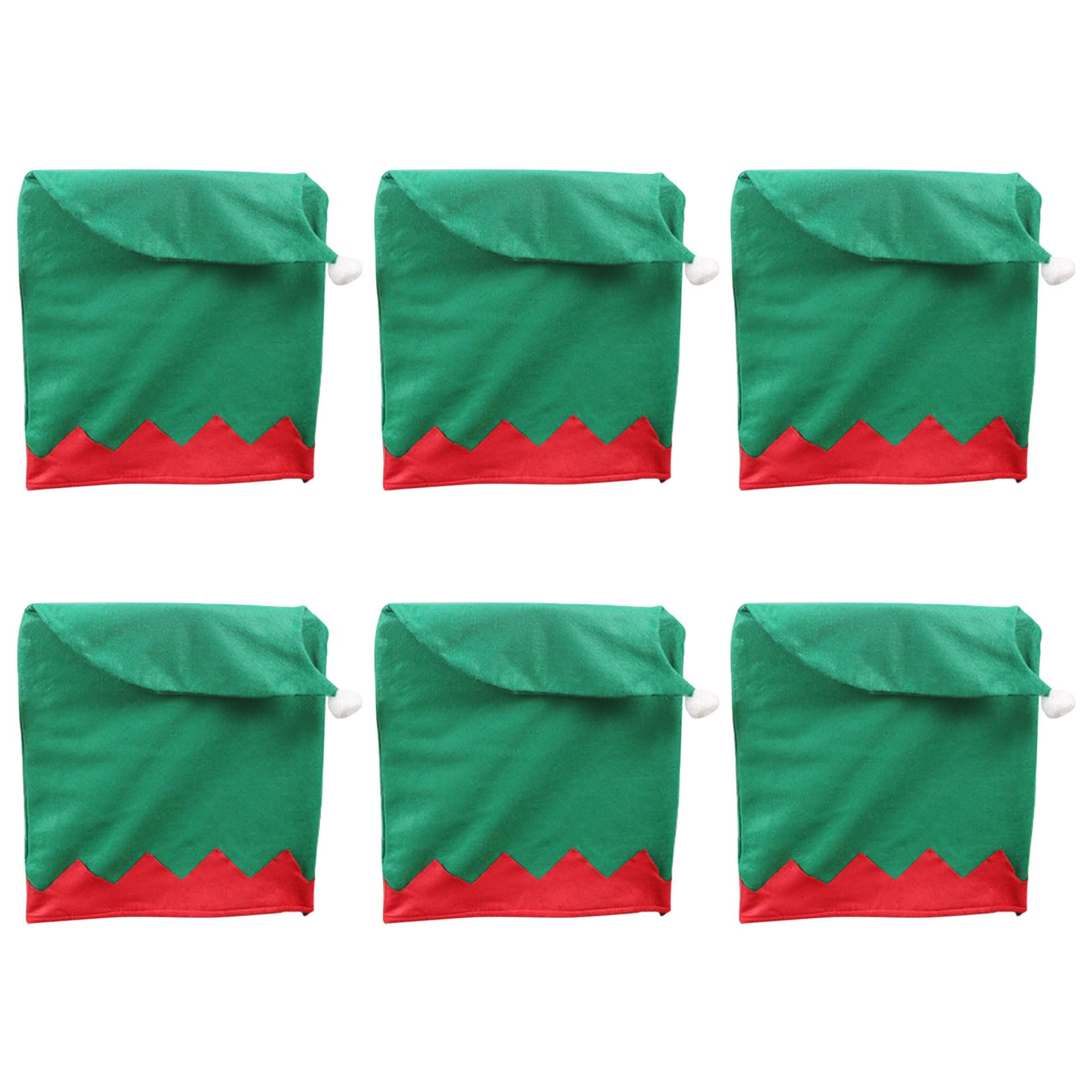 Hsioluted Christmas Themed Redness Green Chair Back Slipcovers with Santa Hat Chair Cover for Home and Party Decoration Plushes Cover