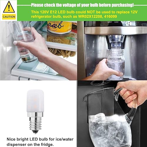 Miniatura 2 de Makergroup Bombillas LED E12 para secadora, refrigerador, dispensador de agua, bombilla nocturna, bombillas de base de candelabro C7, 120 V, 2 W,
