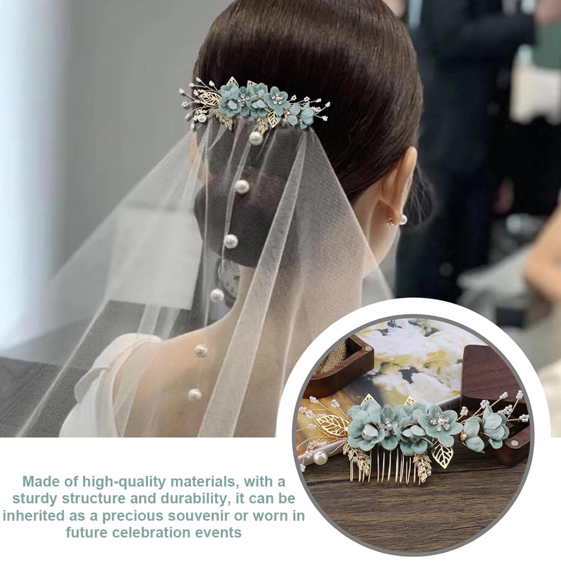 4 Piezas Peinetas para el Pelo, Adorno Pelo Novia con Cristales Verdes, Tocado de Novia para Bodas, Tocados de Pelo Verde para Mujeres, Peinetas para el Pelo Boda