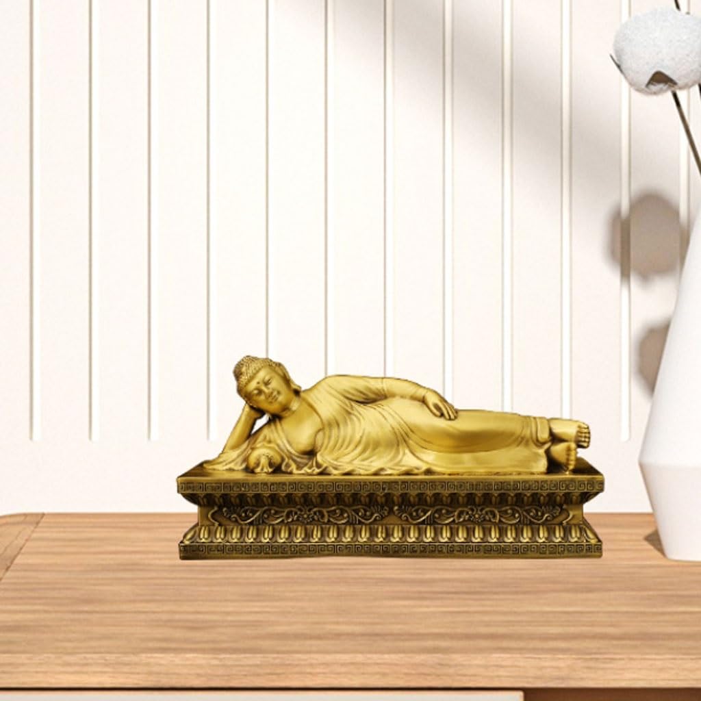 Posąg Buddy do wnętrz Dom Salon Mosiężny Śpiący Budda Ozdoby Zen Medytacja Kult Dekoracje Biuro Rzemiosło medytacyjne Statuetka Buddy Rzeźba