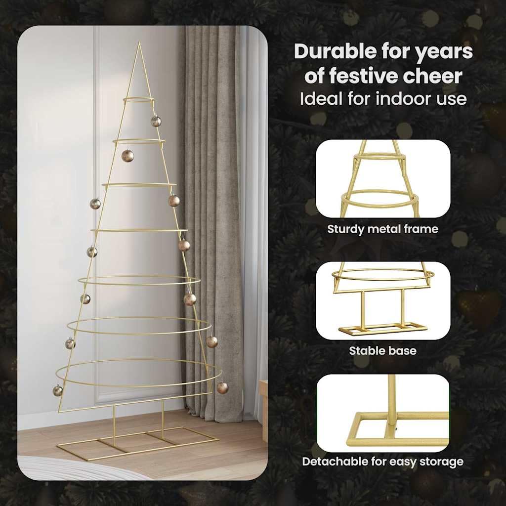 vidaXL Metall Weihnachtsbaum Gold 209 cm Pulverbeschichteter Stahl, Wohnzimmer, moderner Weihnachtsbaum, minimalistischer Schmuck, stylische Deko, Designer-Urlaubs-Skulptur