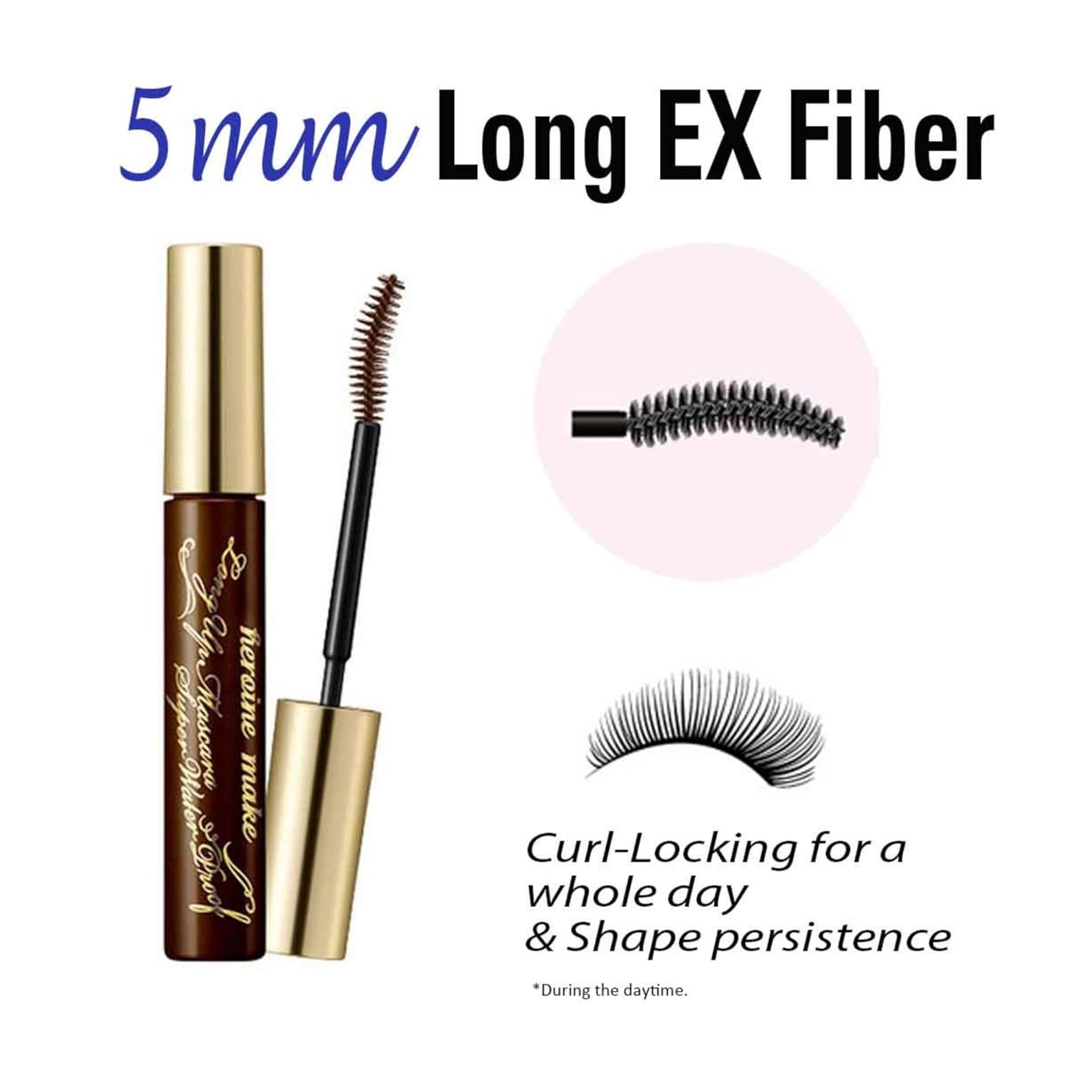 HEROINE MAKE by KISSME Brown Mascara Waterproof, Waterproof Mascara Volume and Length by Tubing Fiber for Long & Curl Eye Makeup for Women, Natural Lash Look for Sensitive Skin from Japan 1 EA - Image 2
