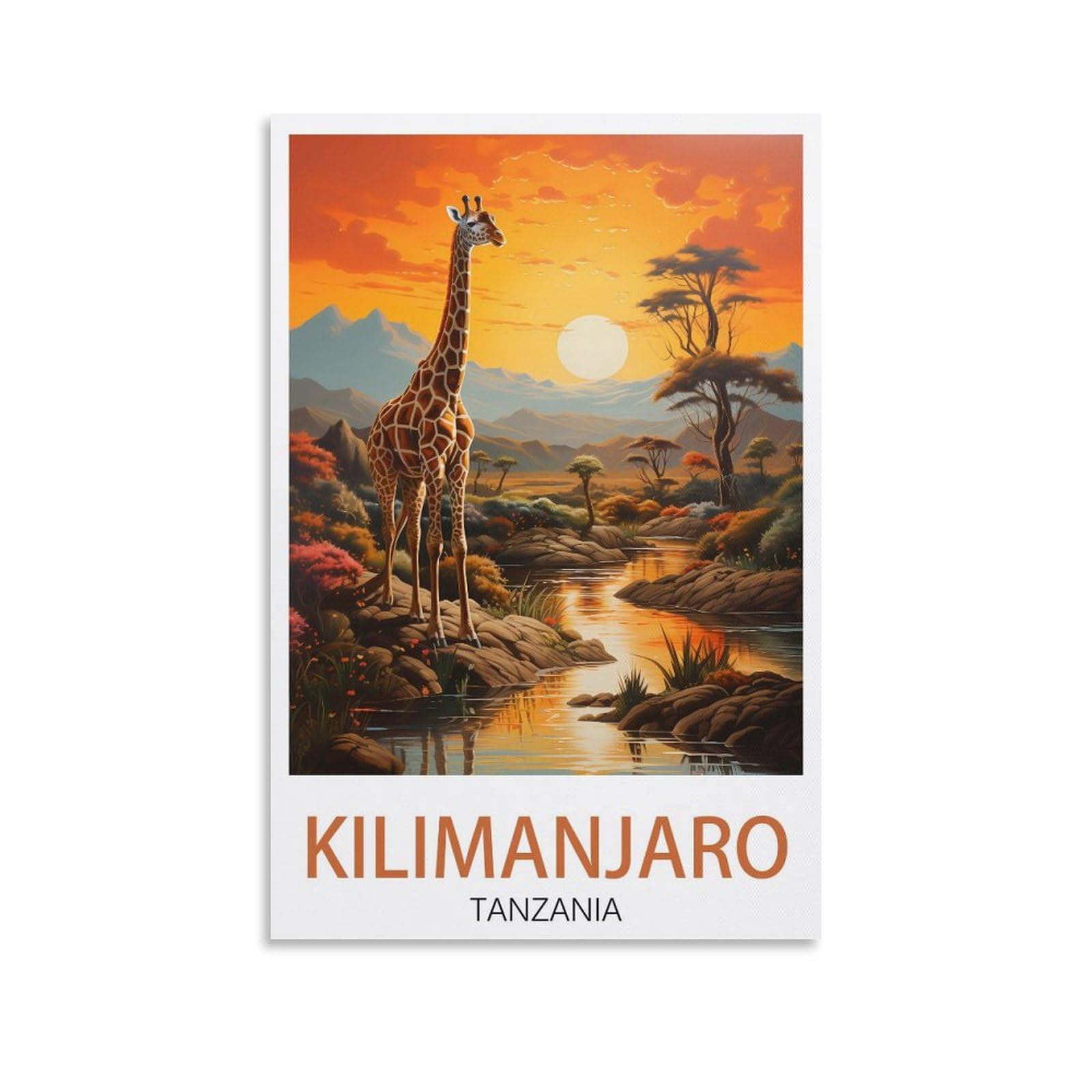 EZMLFA Diamond Art Kits Adults,Kilimanjaro Tanzania Sunset Landscape,5D DIY Diamond Art Kits for Beginners Round Full Drill Diamond Painting for Home Wall Decoration Gift 40x40cm