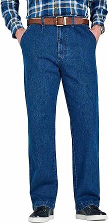 Chums Men's HIGH-Rise Denim Elasticated Stretch Cotton Jean