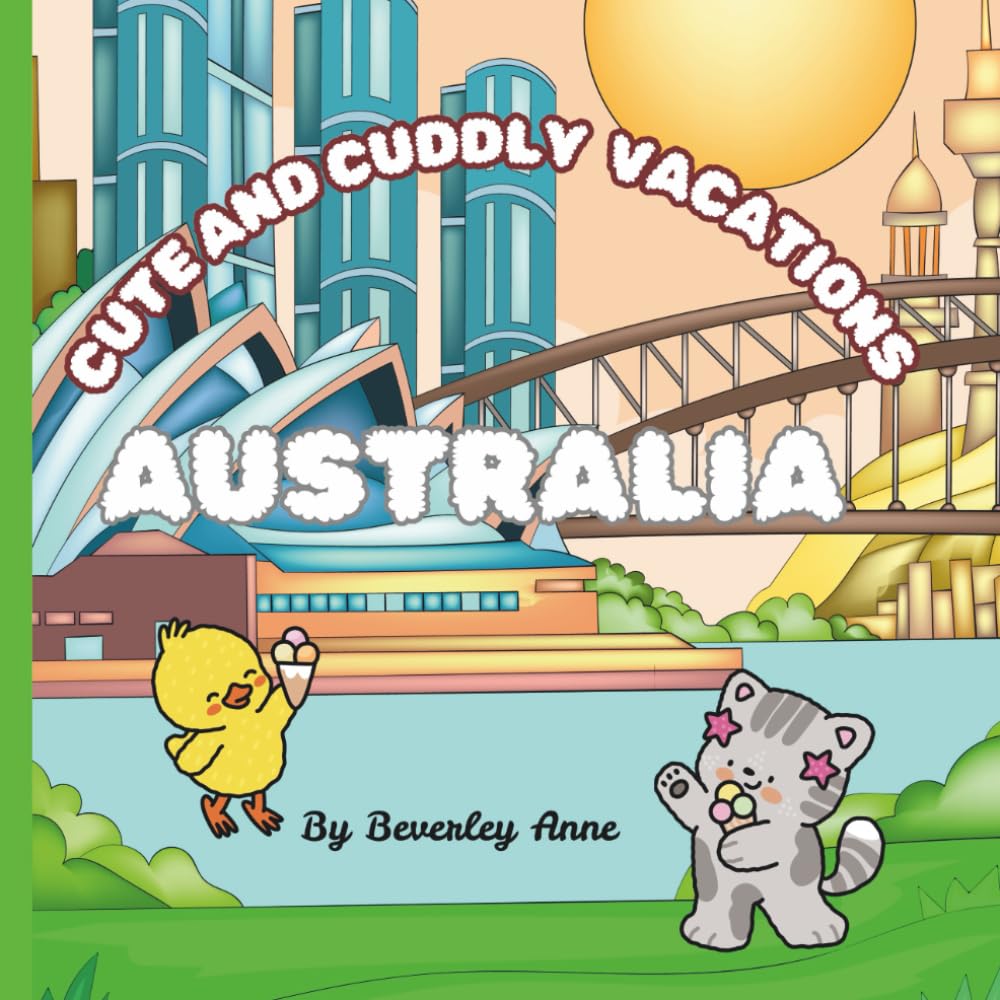 Cute and cuddly vacations go to Australia: Educational and fun coloring pages of our cute adventurers exploring the world