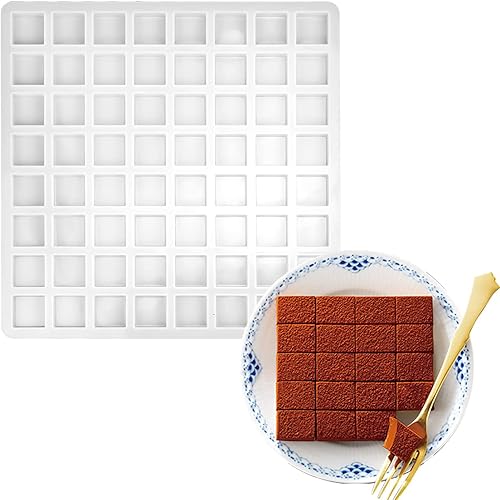 Miniatura 2 de AIKEFOO 64-Cavity Square Caramel Candy Silicone MoldsChocolate Truffles MoldWhiskey Ice CubeGrid Fondant MouldHard Candy Gummy Jelly Mold With 1