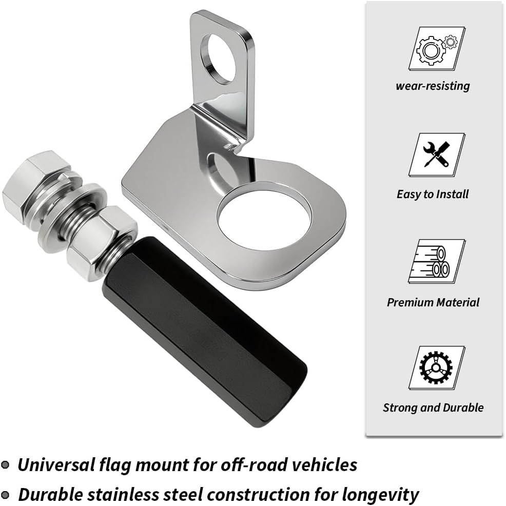 2PCS Dirt Bike Flag Mount, Motorcycle Motocross Dune Flag, Motorcycle Flag Mount, 22.5mm Rear Axle Mounting Holder Set for Quick Install 1/4" Whip Flag Pole-Black