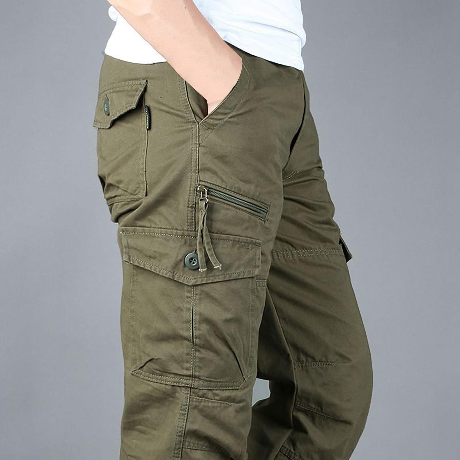 SRZYMJ Herren Cargo Hose Baumwolle Outdoor Hose mit 8 Taschen Männer Stretch Arbeitshosen Combat Tactical Hose Ranger Hose für Jagd Wandern Gelb 3XL Wanderhose Herren Leicht Jogginghose