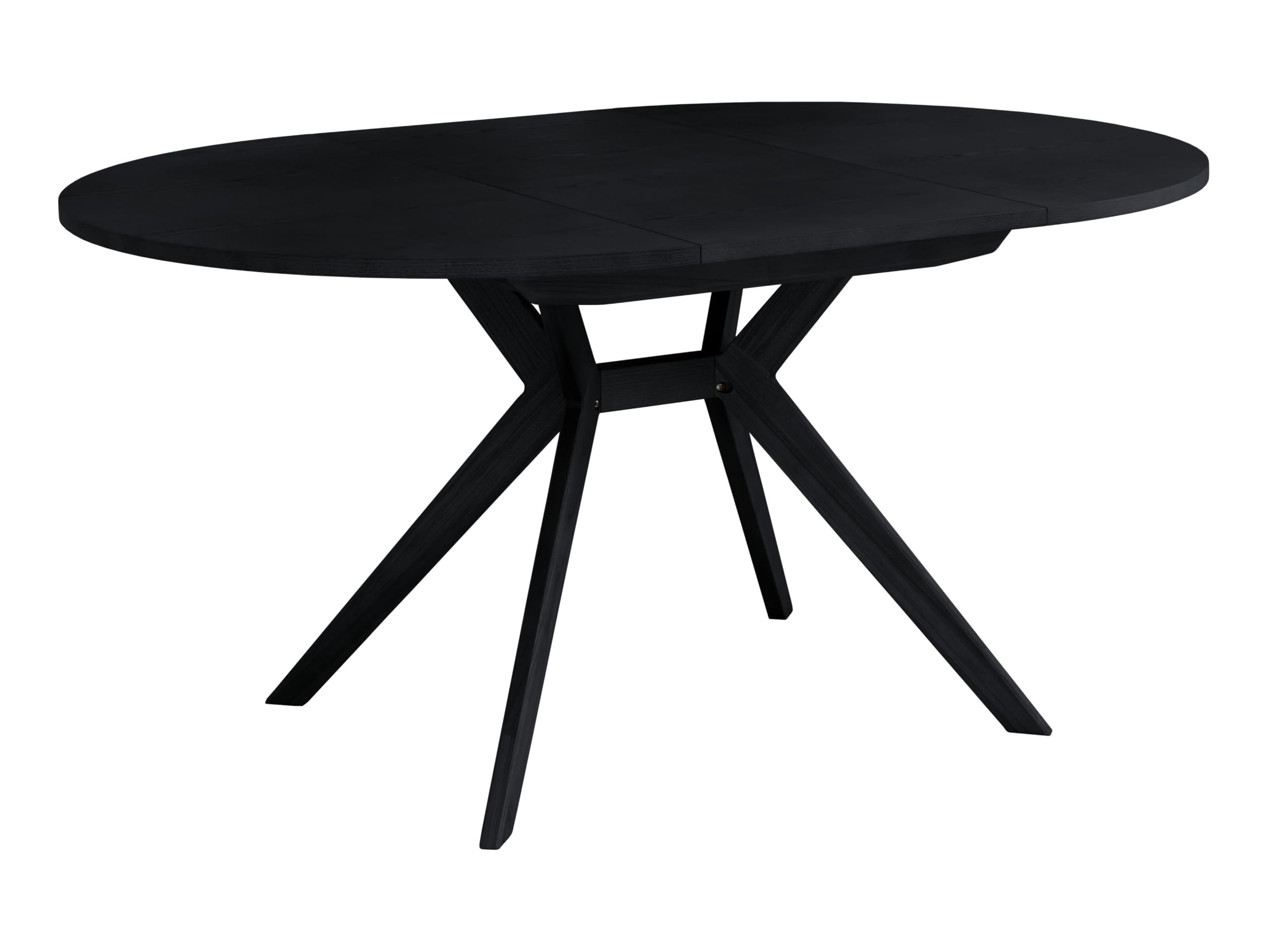 RAGABA Tavolo da pranzo allungabile 120 cm Biju, tavolo da pranzo rotondo per 6 persone, legno di frassino naturale e MDF rivestito in impiallacciatura di frassino naturale, nero