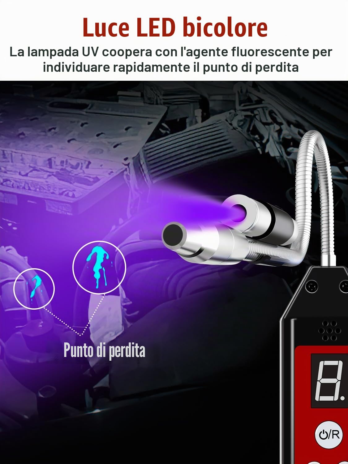 WJL-6000PRO Rilevatore Gas Refrigerante CON LUCE LED, Portatile, Controllo Perdite, HVAC Freon tester di perdita per aria condizionata auto