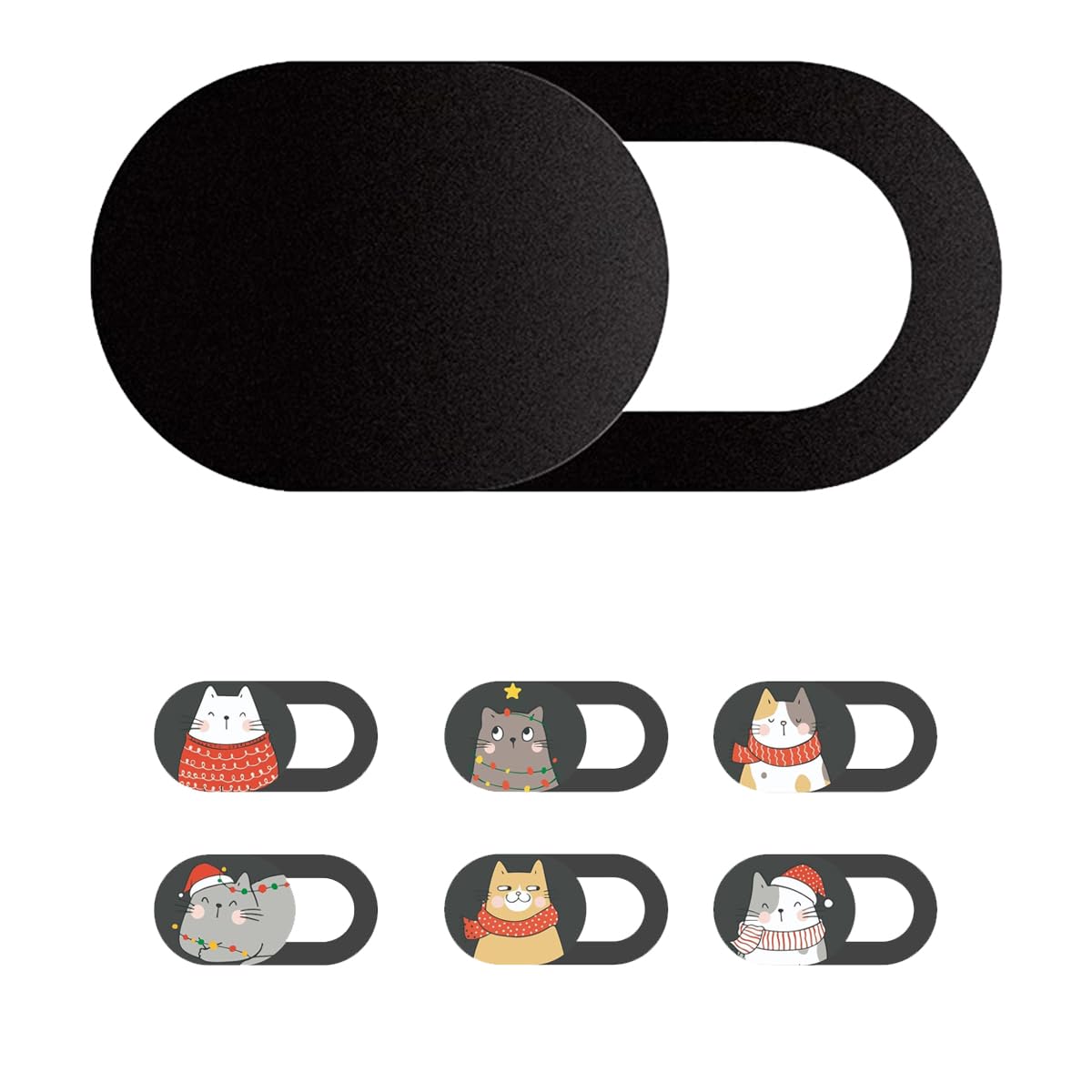 Mizi Webcam Privacy Cover Slide [6 Pack], Cute Camera Blocker Sticker, Protect Your Privacy and Security for Computer, Laptop, Tablets & Phones - Cat Xmas