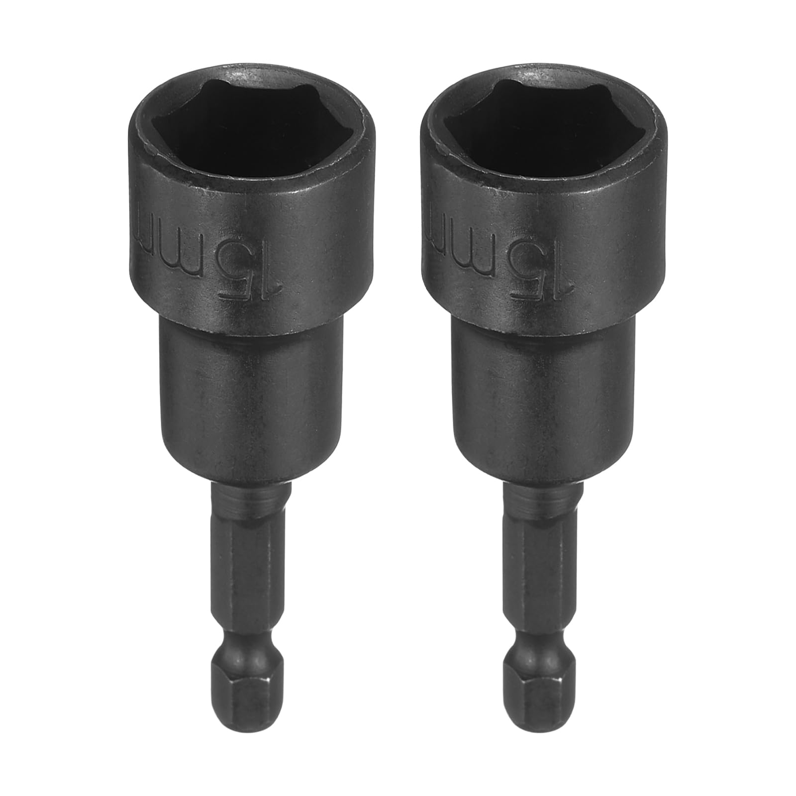 HARFINGTON 2pcs Magnetic Nut Driver 15mm Hex Drive Socket CR-V Steel Power Screw Drill Bits Socket Wrench Tools with 1/4" Quick Change Hex Shank for