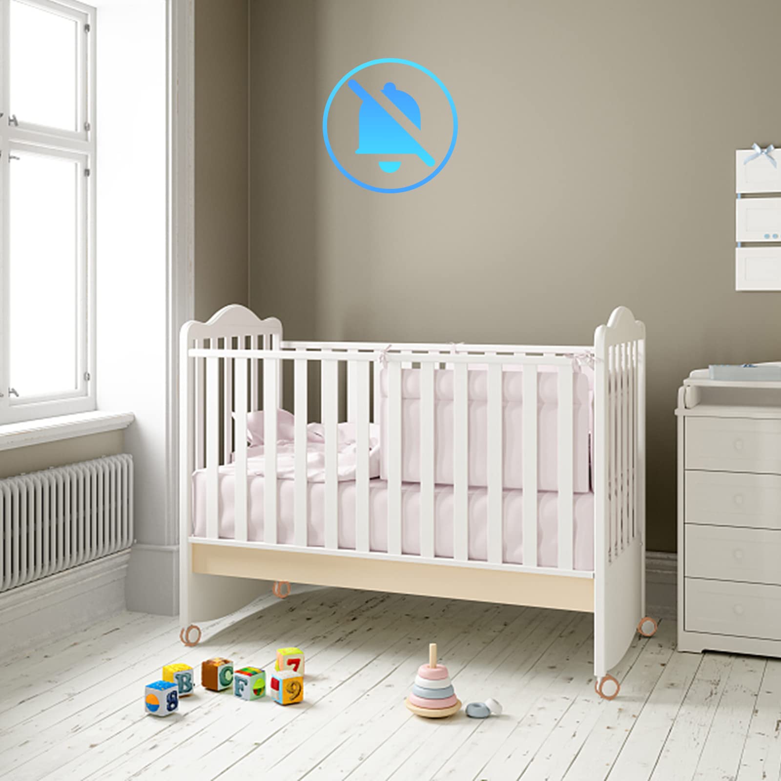 Rotelle Per Lettino Bambini - Set Di 4 Ruote In Gomma Con Freni, 360° Girevoli, Facili Da Installare, Per Mobili E Passeggini (Bianco) - Foto 2