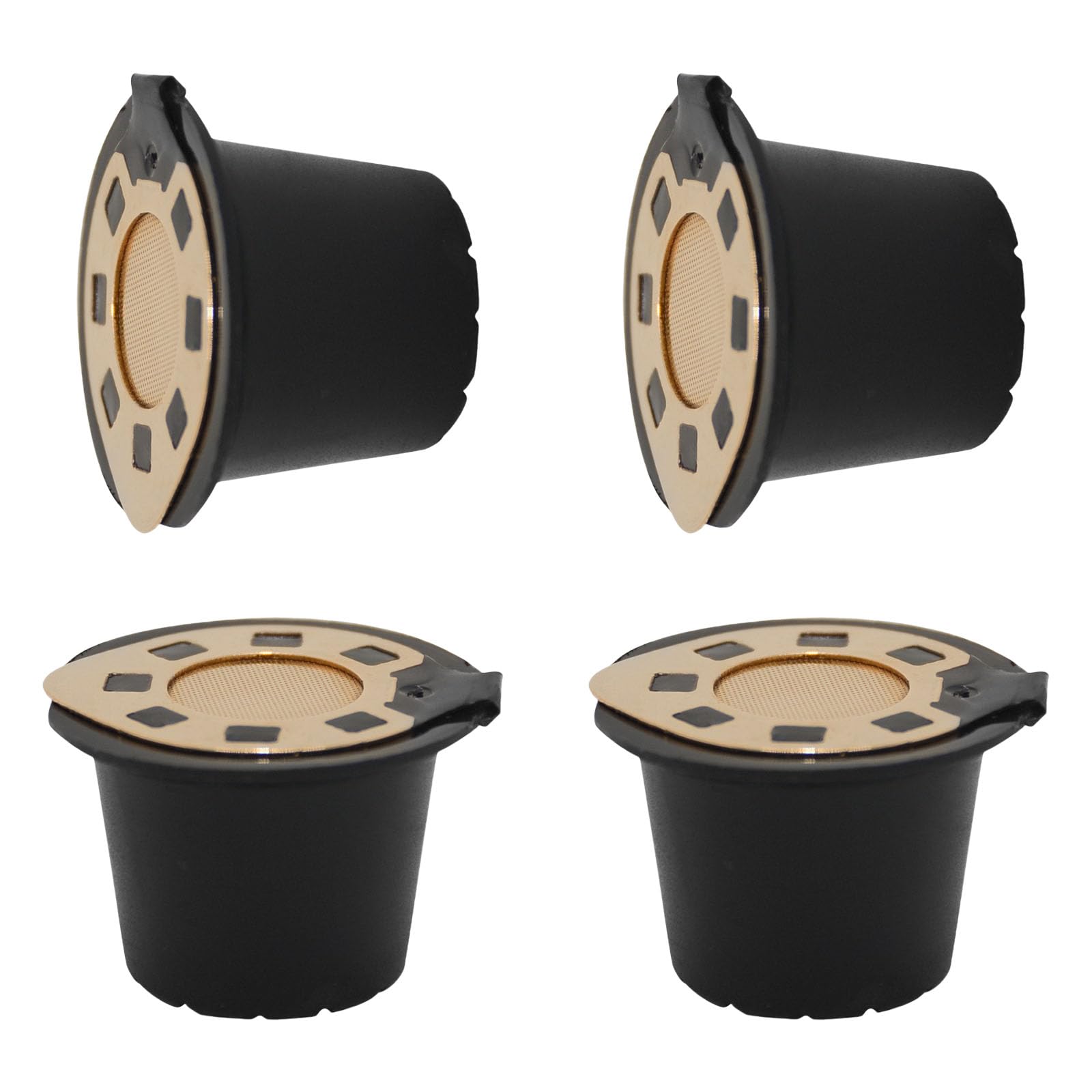 Tsophreniq Of 4 Refillable Coffee Pods Brewing Accessories Dishwasher Safe Espresso with Stainless Steel Lid Cost Effective