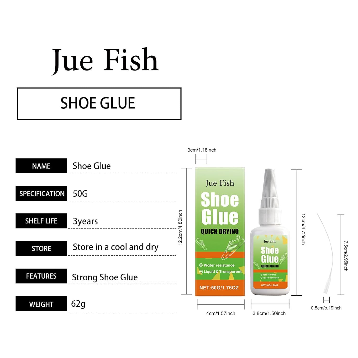 Shoe Sole Repair Glue, Waterproof, Heavy Duty, Instant Bond, Clear Drying