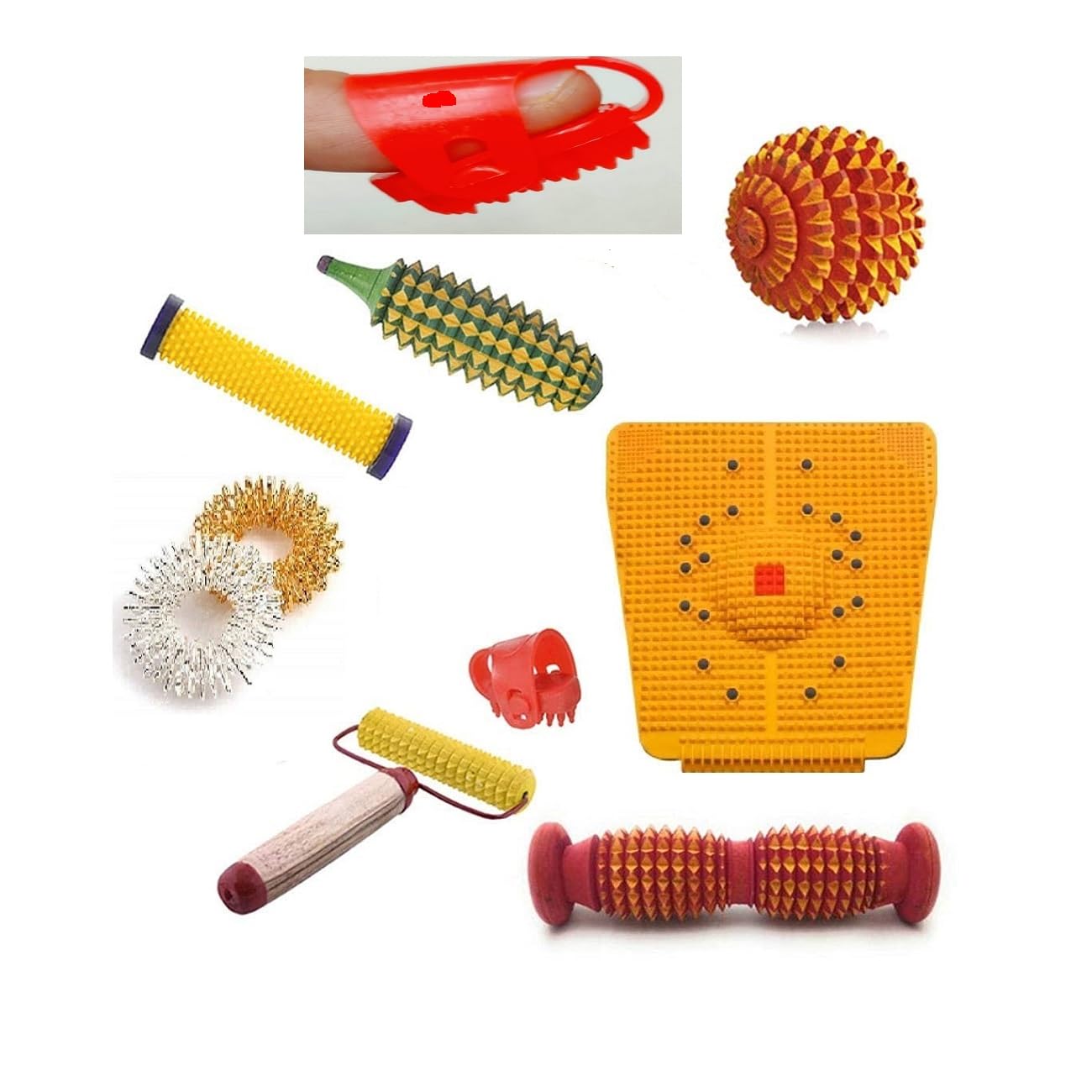 ACS Wooden Foot Roller Acupressure Magnetic Stress Mat Combo Kit